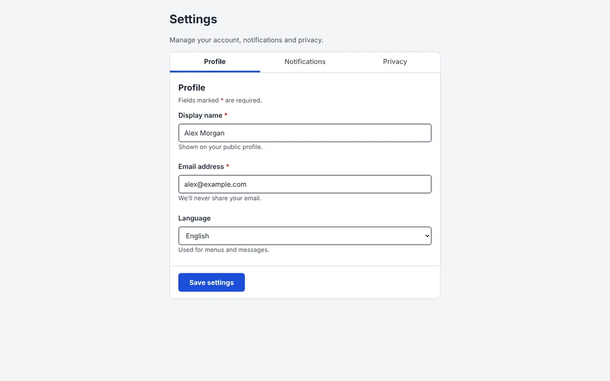 Page built with the accessibility-compliance skill