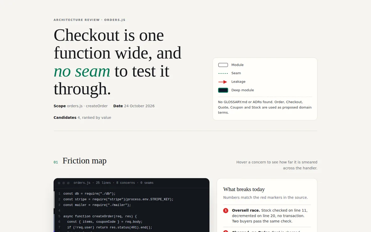 Page built with the improve-codebase-architecture skill