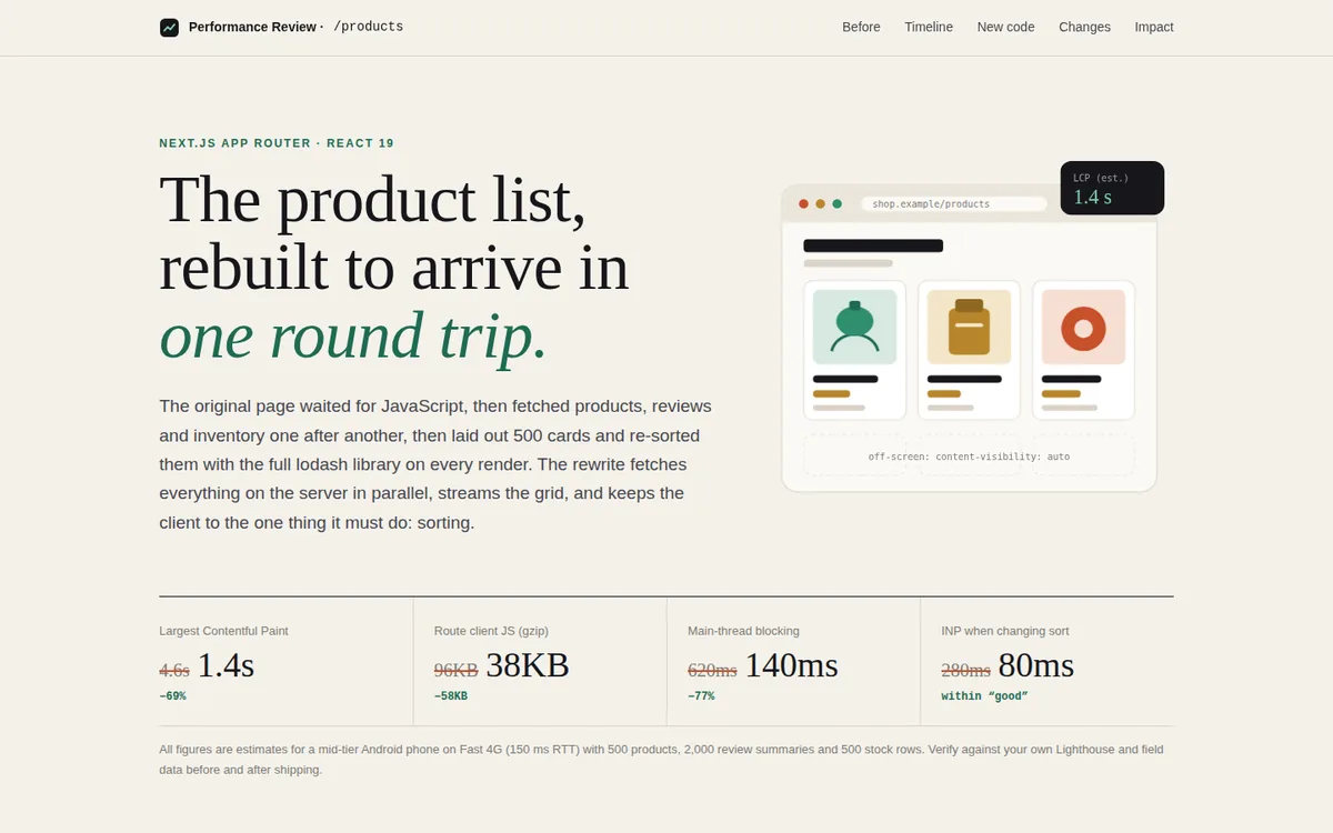 Page built with the vercel-react-best-practices skill
