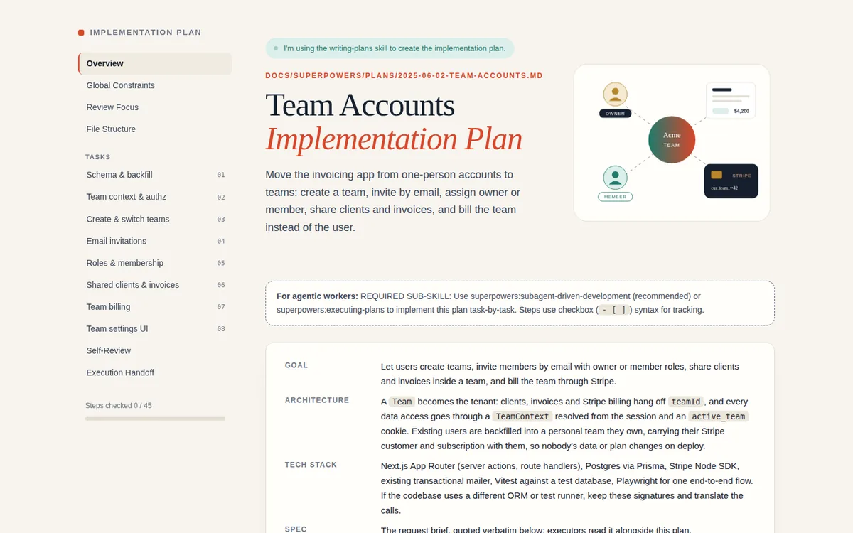 Page built with the writing-plans skill